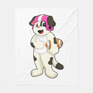 Dog at Football Sports Fleece Blanket