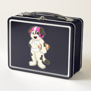 Dog at Football Sports Metal Lunch Box