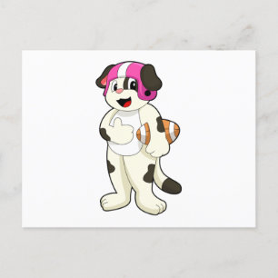 Dog at Football Sports Postcard