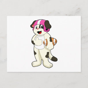 Dog at Football Sports Postcard