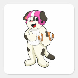 Dog at Football Sports Square Sticker