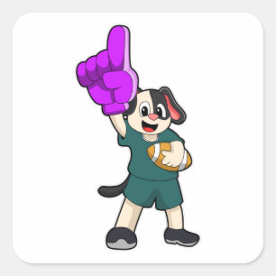 Dog at Football Sports Square Sticker