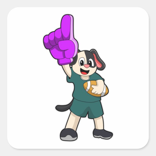 Dog at Football Sports Square Sticker (Front)