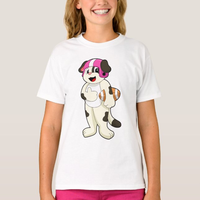 Dog at Football Sports T-Shirt (Front)