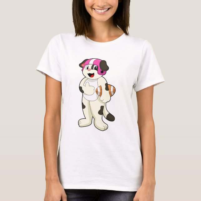 Dog at Football Sports T-Shirt (Front)