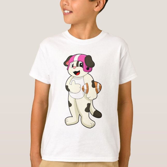 Dog at Football Sports T-Shirt (Front)