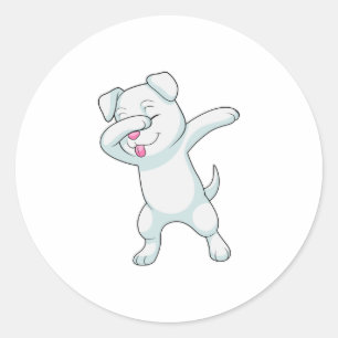 Dog at Hip Hop Dance Dab Classic Round Sticker