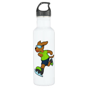 Dog at Ice skating with Goggles 710 Ml Water Bottle