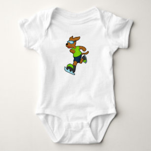 Dog at Ice skating with Goggles Baby Bodysuit