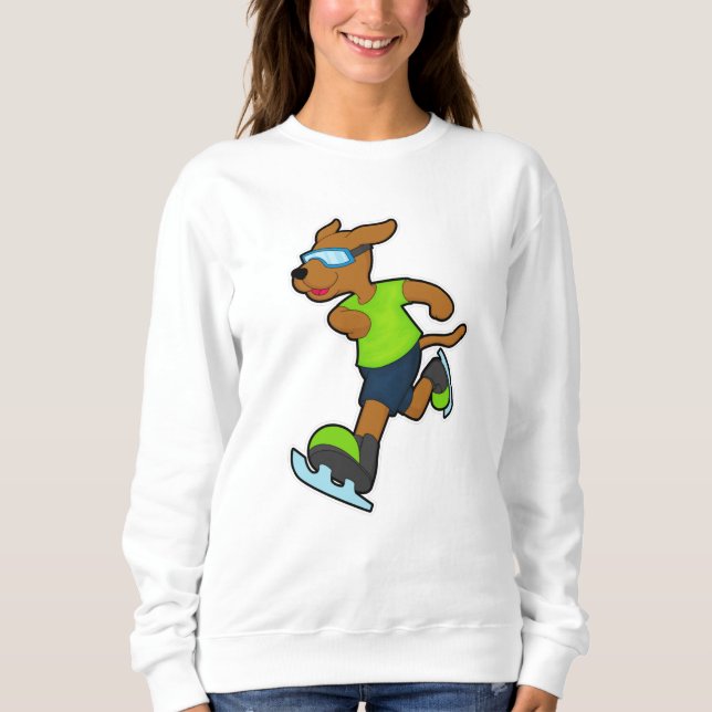 Dog at Ice skating with Goggles Sweatshirt (Front)