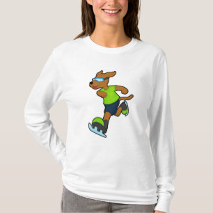 Dog at Ice skating with Goggles T-Shirt