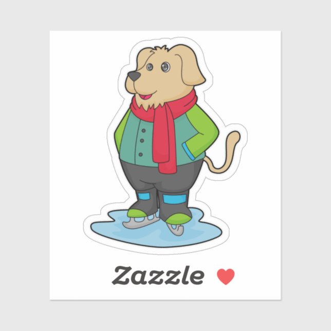 Dog at Ice skating with Ice skates (Sheet)
