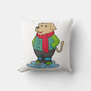 Dog at Ice skating with Ice skates Cushion