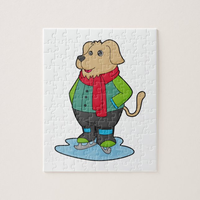 Dog at Ice skating with Ice skates Jigsaw Puzzle (Vertical)