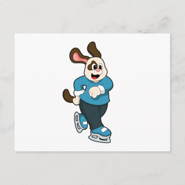 Dog at Ice skating with Ice skates Postcard (Front)