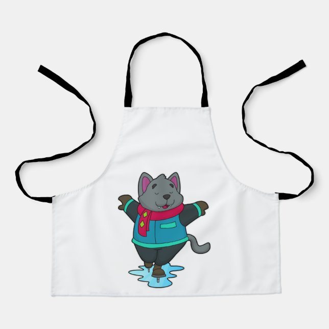 Dog at Ice skating with Ice skates & Scarf Apron (Front)