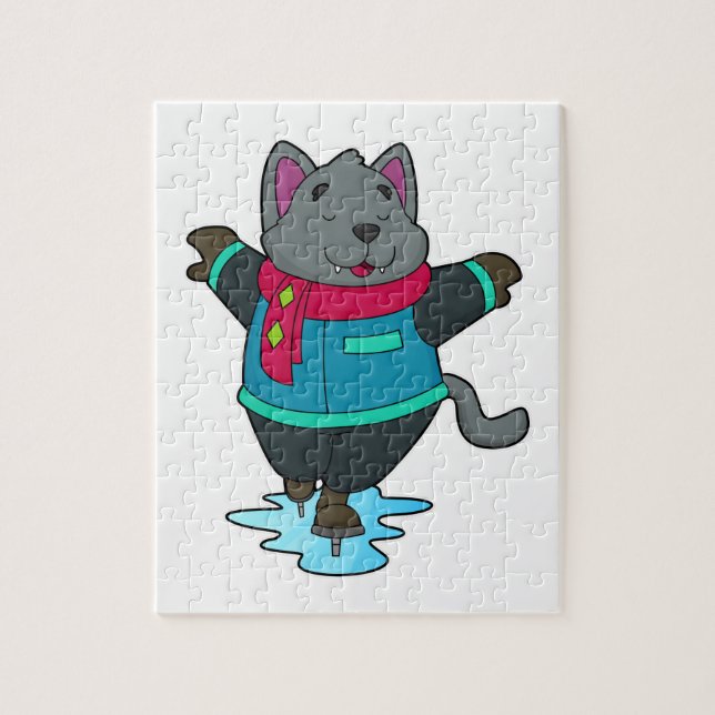 Dog at Ice skating with Ice skates & Scarf Jigsaw Puzzle (Vertical)