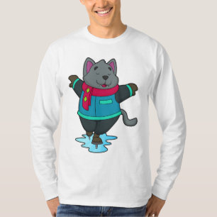Dog at Ice skating with Ice skates & Scarf T-Shirt