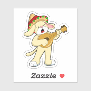 Dog at Music with Guitar