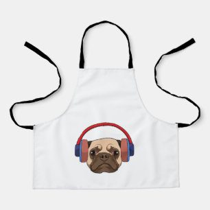 Dog at Music with Headphone Apron
