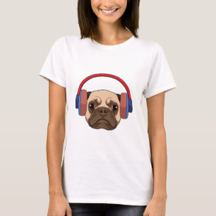 Dog at Music with Headphone T-Shirt