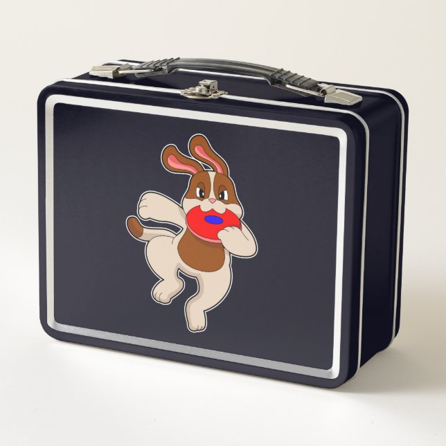 Dog at Playing Metal Lunch Box (Front)