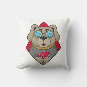 Dog at Poker with Poker cards Cushion