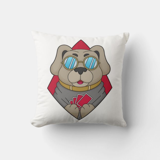 Dog at Poker with Poker cards Cushion (Front)