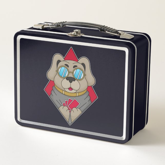 Dog at Poker with Poker cards Metal Lunch Box (Front)