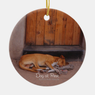 Dog at Rest Ceramic Tree Decoration