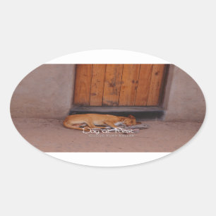 Dog at Rest Oval Sticker