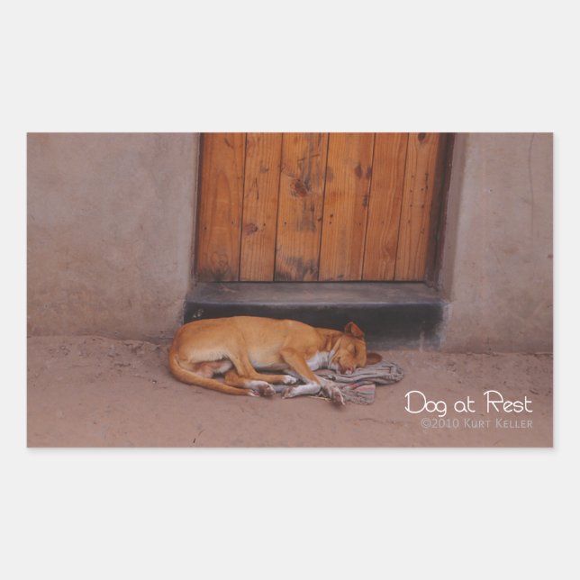 Dog at Rest Rectangular Sticker (Front)