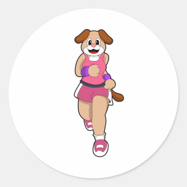 Dog at Running Classic Round Sticker (Front)