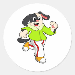 Dog at Running Classic Round Sticker