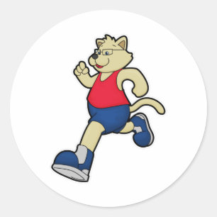 Dog at Running with Glasses Classic Round Sticker