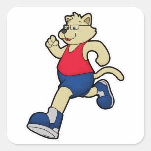 Dog at Running with Glasses Square Sticker