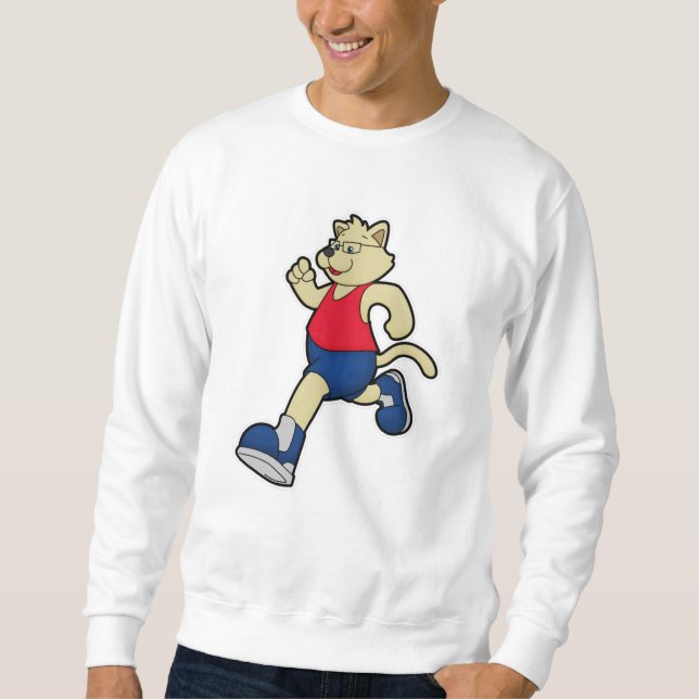 Dog at Running with Glasses Sweatshirt (Front)