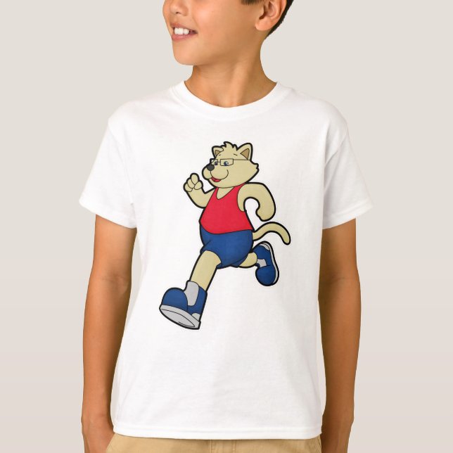 Dog at Running with Glasses T-Shirt (Front)