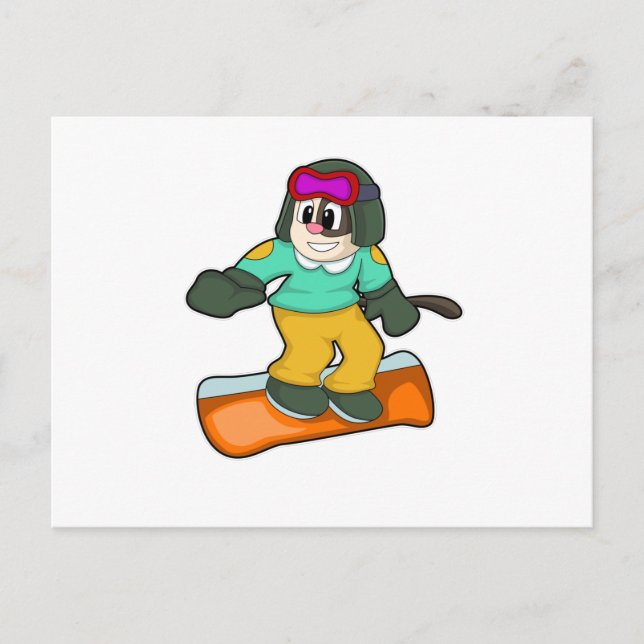 Dog at Snowboard Sports Postcard (Front)