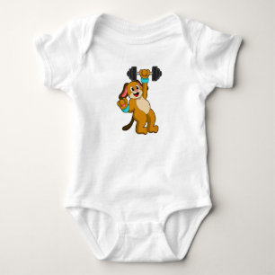 Dog at Strength training with Dumbbell Baby Bodysuit