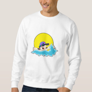 Dog at Swimming with Swim goggles Sweatshirt