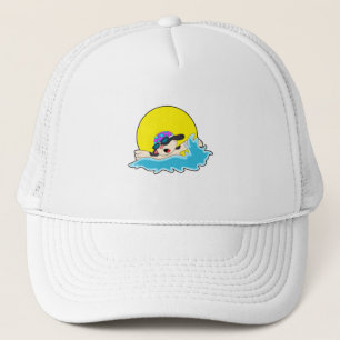 Dog at Swimming with Swim goggles Trucker Hat