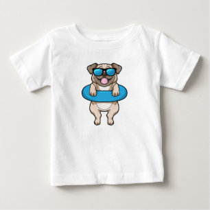 Dog at Swimming with Swim ring Baby T-Shirt