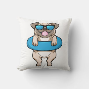 Dog at Swimming with Swim ring Cushion