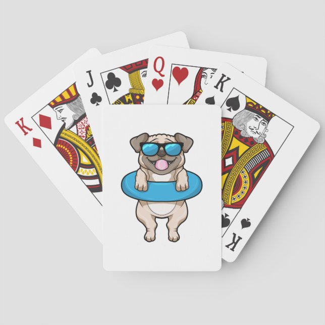 Dog at Swimming with Swim ring Playing Cards (Back)