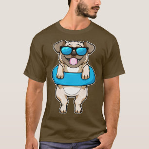 Dog at Swimming with Swim ring Sunglasses T-Shirt