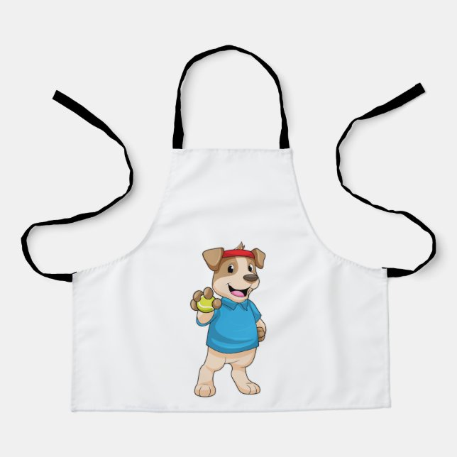 Dog at Tennis with Tennis ball Apron (Front)