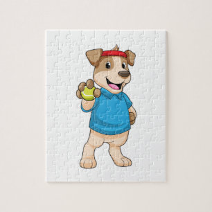 Dog at Tennis with Tennis ball Jigsaw Puzzle