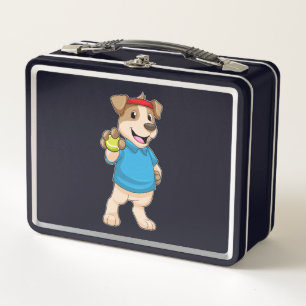Dog at Tennis with Tennis ball Metal Lunch Box