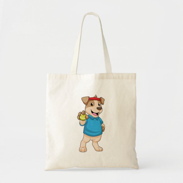 Dog at Tennis with Tennis ball Tote Bag (Front)
